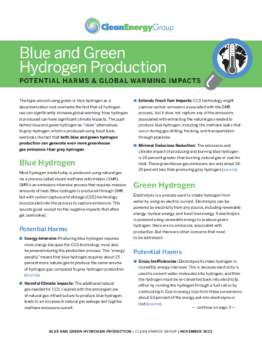 Blue and Green Hydrogen Production Harms Cover