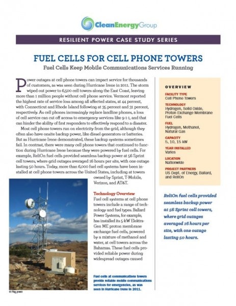 Fuel Cells for Cell Phone Towers Cover