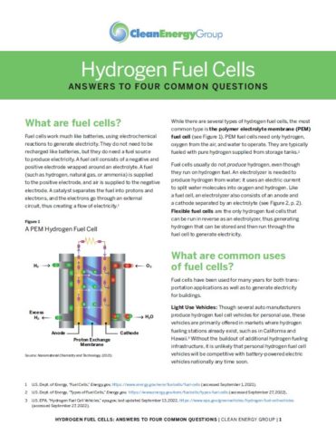 Hydrogen Fuel Cells fact sheet cover