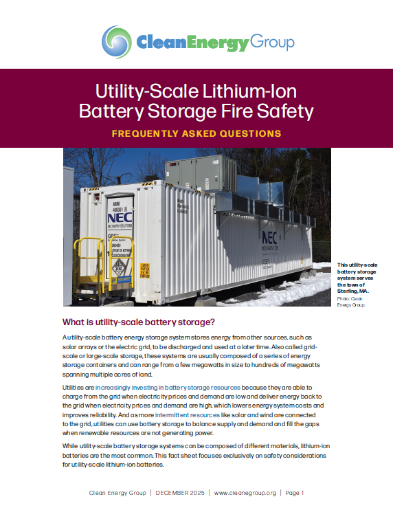 Utility Scale Fire Safety Handout Cover