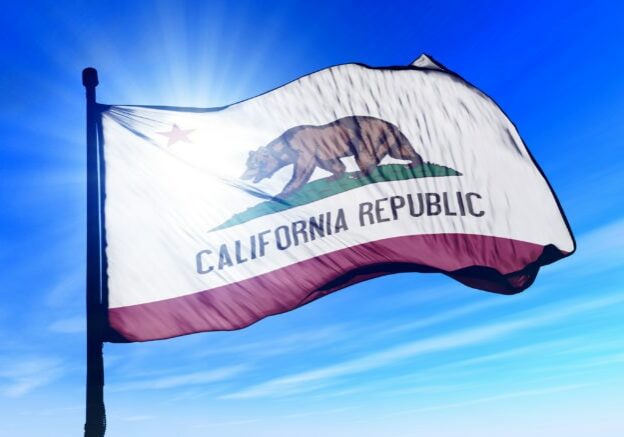 California (USA) flag waving on the wind