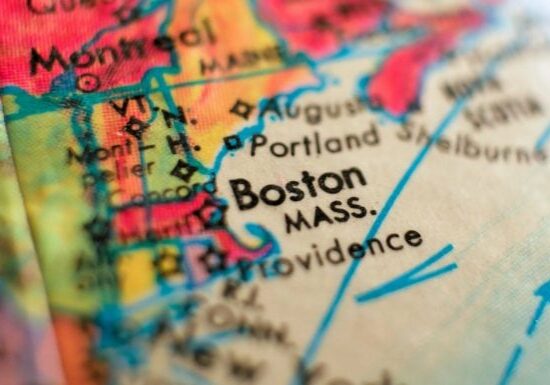 Boston Massachusetts Usa Isolated Focus Macro Shot On Globe Map For Travel Blogs, Social Media, Web