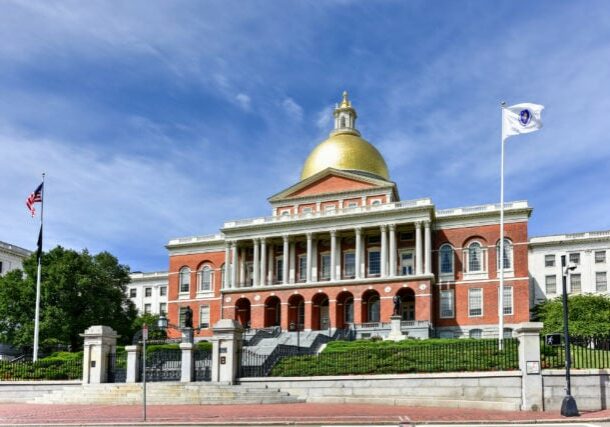 Boston, Massachusetts - September 5, 2016: The Massachusetts State House also called Massachusetts Statehouse or the "New" State House in Boston.