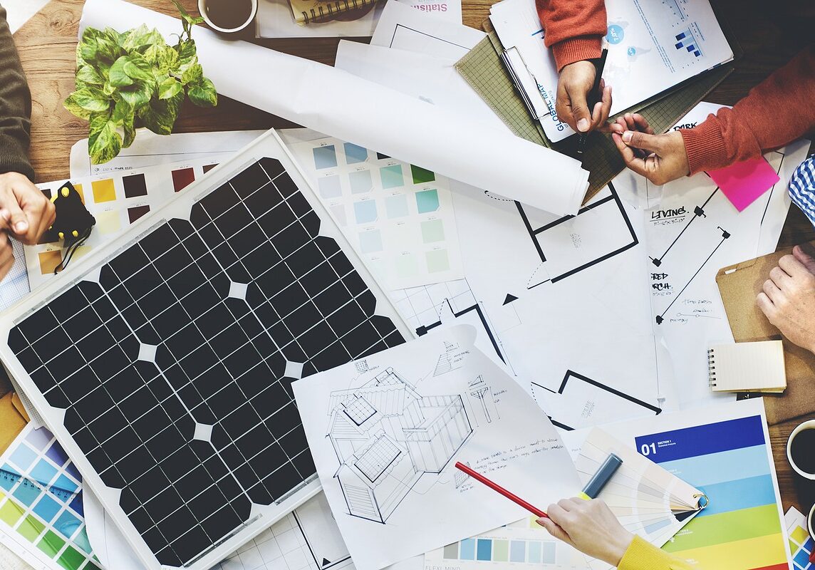 Business People Discussion Solar Power Energy Concept