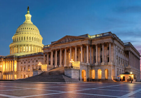 Washington DC, US Capitol Building at sunset, USA.