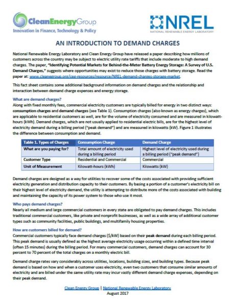 demand charge fact sheet cover image